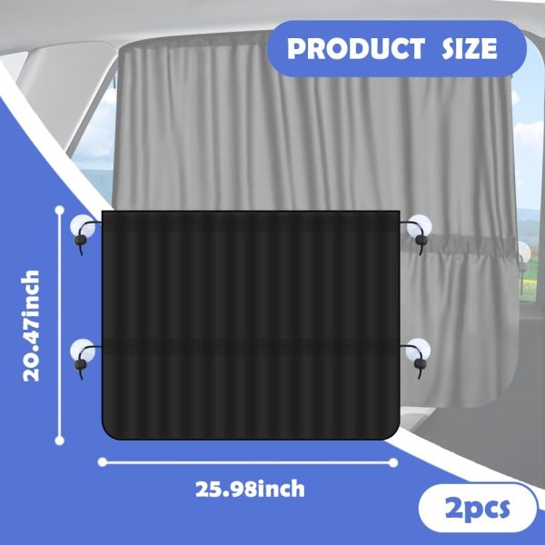 2PCS Car Window Shades,Stretchable Car Curtains for Sunburn Protection & Interior Cooling,Universal Car Privacy Shades for Automotive Glass - Image 2