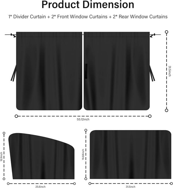 5PCS Car Window Shades Kit,Car Privacy Window Cover for Light Blocking and Privacy,Universal CCar Sunshade for Baby CCar Accessories Interior for Sleeping Traveling Camping (5PCS) - Image 2