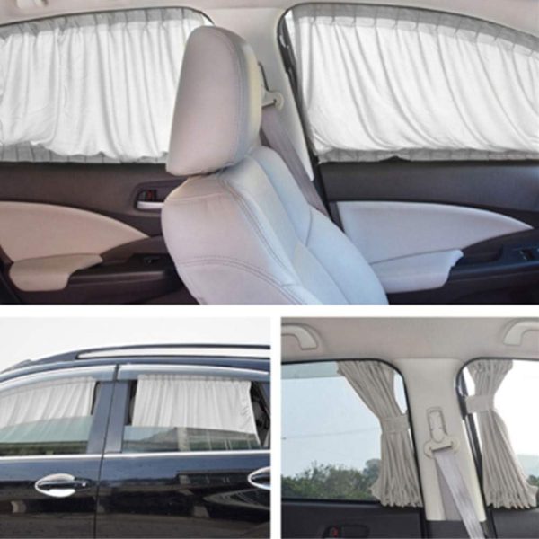 2X 70/50cm Auto Rear Valance UV Sunshade Drape Visor Car Side Window Curtain (Gray, 50L(19.68''X18.5'')) - Image 2