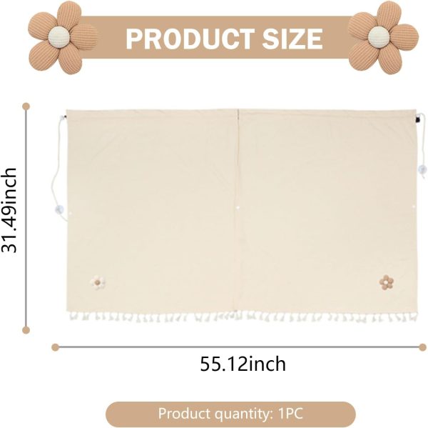 2 PCS Car Privacy Curtains, Front and Rear Partition Sun Protection and Heat Insulation Covers, Cute Flower Decoration Sleeping Curtains with Hook Suction Cup Accessory, for Cars SUVs (Beige) - Image 2