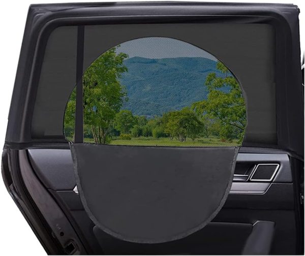 Upgrade Stretchable&Breathable SUV Car Window Shade - Oversize Double Mesh for Heat Shading and Bug&UV Protection - Car Must Have Privacy Shades for Cars,Truck,SUV When Camping (Rear window/2pcs)