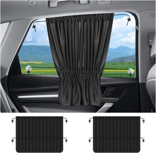 2PCS Car Window Shades,Stretchable Car Curtains for Sunburn Protection & Interior Cooling,Universal Car Privacy Shades for Automotive Glass