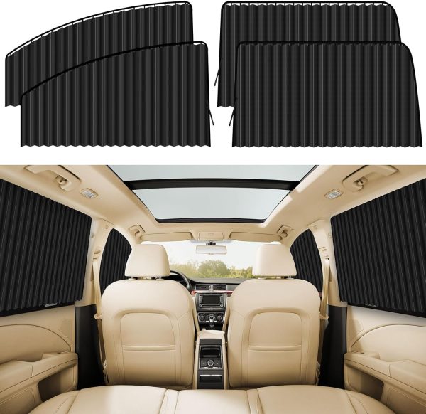4 PCS Side Window Sun Shade Black Privacy Sunshade - Magnetic Curtain Blinds Covers - Keeps Cooler Screen for Sleeping Camping Accessories