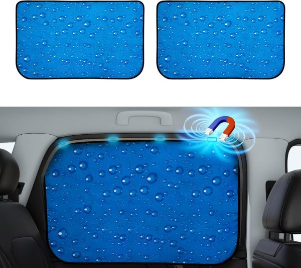 Car Rear Side Window Sunshade - Car Sun Shade Double Thickness Privacy Curtains Universal Fit for Driver for Baby UV Protection (Blue, Rear 2pcs)