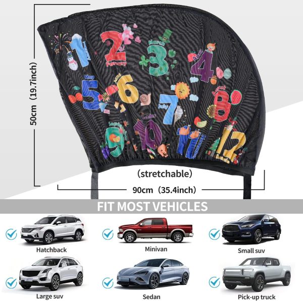 Car Window Shade for Baby, 2-Pack Breathable Mesh Rear Window Screens, Universal Stretchable Sun Shades, Heat and UV Block, Privacy Shield for Toddler Kids Babies (ABC+123) - Image 2