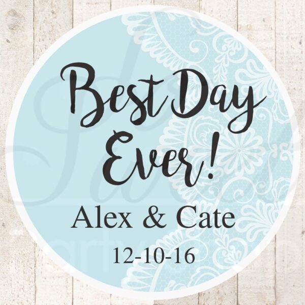 Wedding Favor Stickers Blue Set of 24